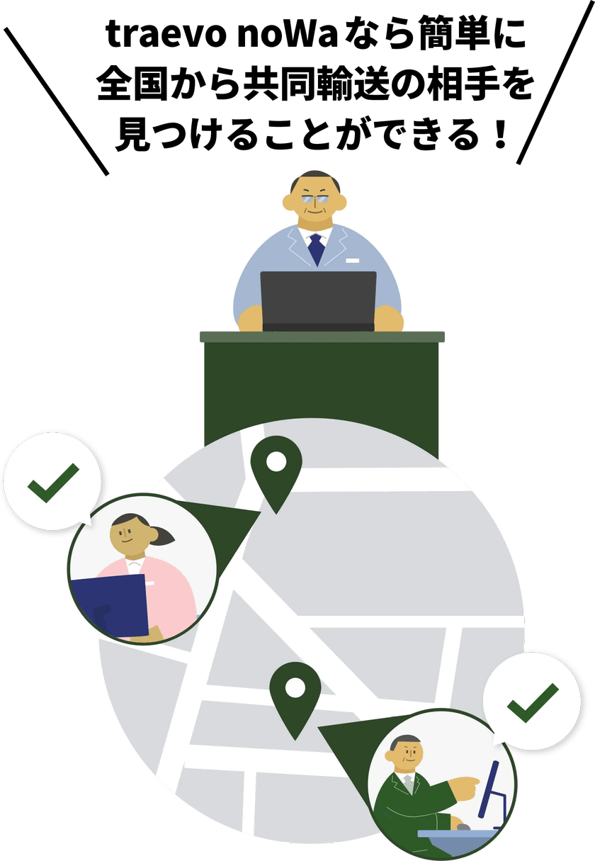 traevo nowaなら簡単に全国から共同輸配送の相手を見つ蹴ることができる!