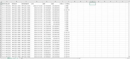運行実績のCSVイメージ